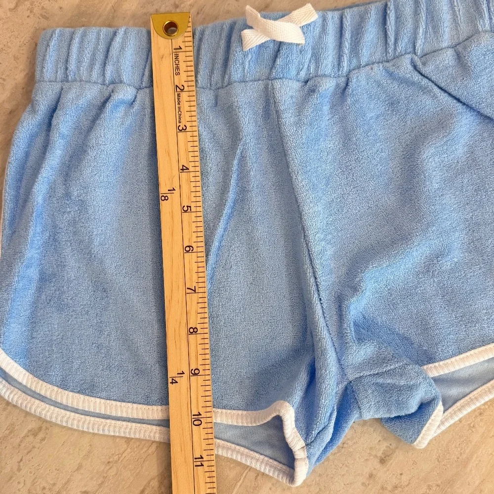 Shade Critters‎ Terry Cloth Shorts Blue White Trim Girls XL (14) New